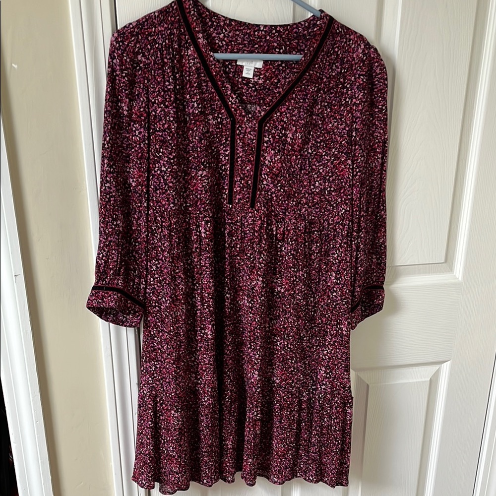 J. Jill Red 3/4 Sleeve Pleated Tunic